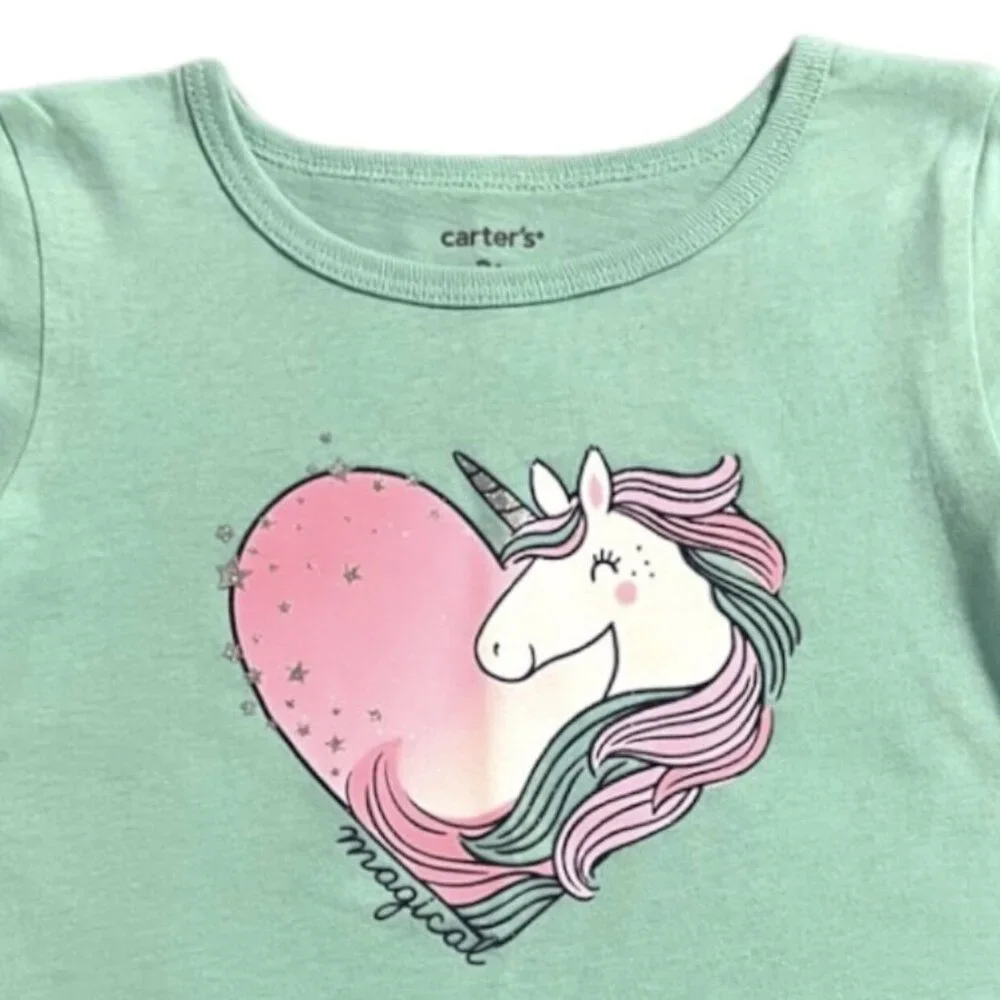 Carter's 3T Sparkly Unicorn Heart Peplum Shirt